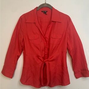 Quiet Luxury Vibrant Red/Coral button-down/jacket size S